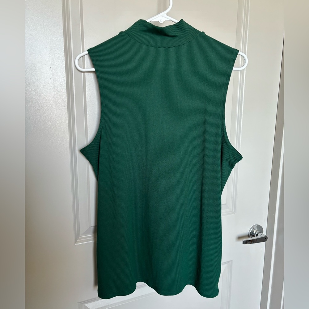 Dark Green Knit Mock Turtle Neck Tank Top